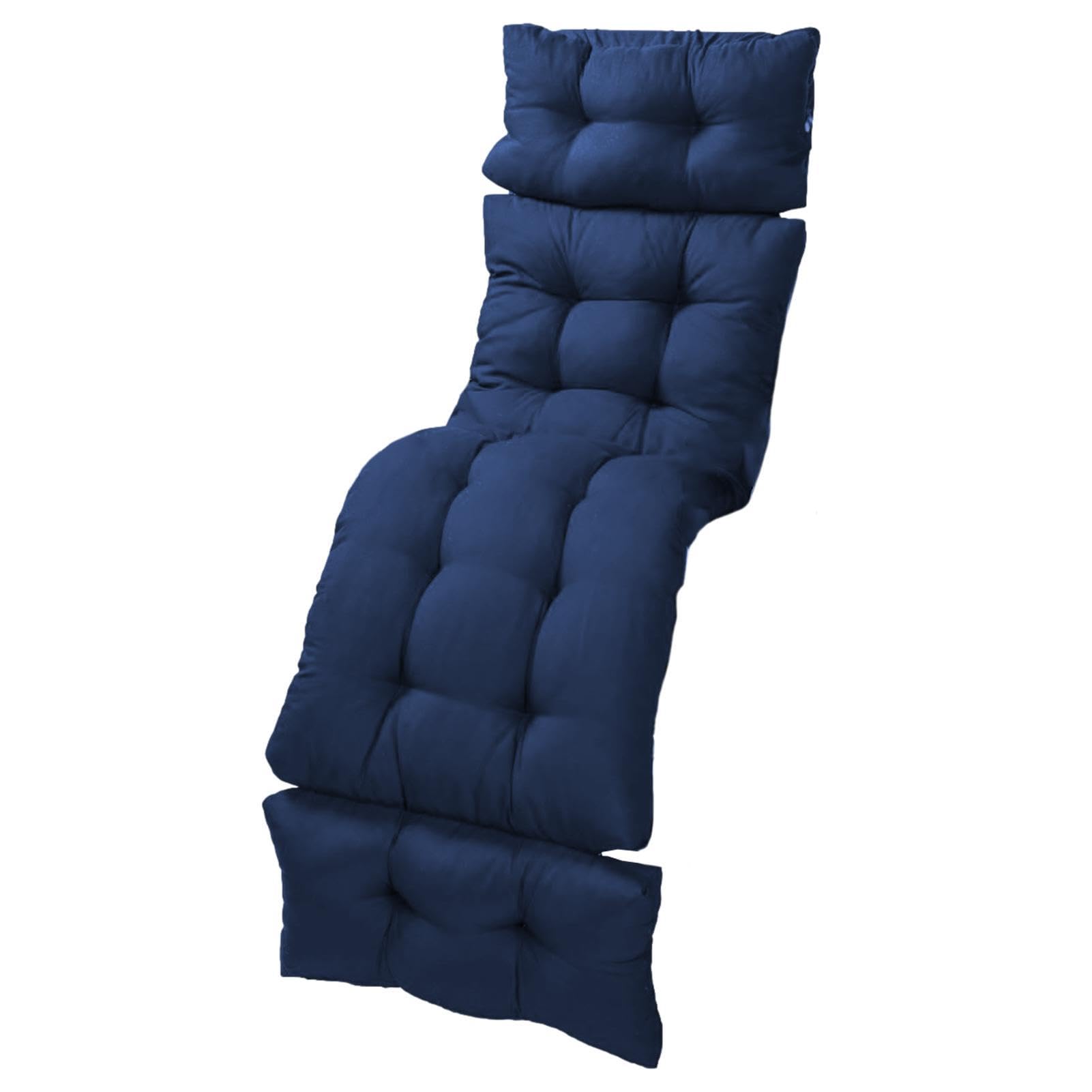 Thick Outdoor Indoor Chair Cushions for Steamer Recliner & Rocking Chairs - Anti-Slip Hood & Straps Sun Lounge Cushion (70.87"x21.65") - Comfortable &