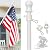 White Flag Poles for Outside House, Flag Pole Kit with Holders Bracket, 360 Rotating Mounting Rings, 7 Ft Garden Flagpoles for 3x5 American Flag, Metal Flagpole Residential Heavy Duty for Porch