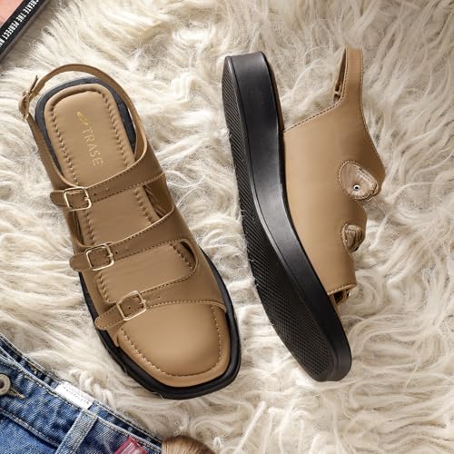 Image of TRASE Strap Trend Comfortable Flat Sandals For Women - Women Footwear Stylish And Adjustable Double Strap Sandals For Daily Use
