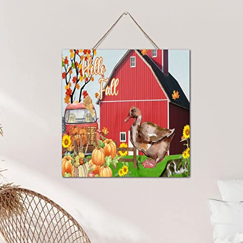 Panneau de décoration de table Hello Fall en bois rustique de 30,5 cm - 6