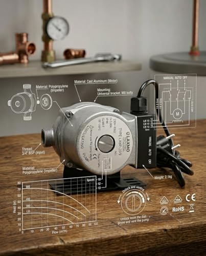 Image of Automatic Pressure Booster Pump, 120 Watt Cold /Hot Water Circulation, Compatible with Washing Machine | Shower | 9 Mtr Head | 35 lpm Flow | Energy Efficient | Compact Design