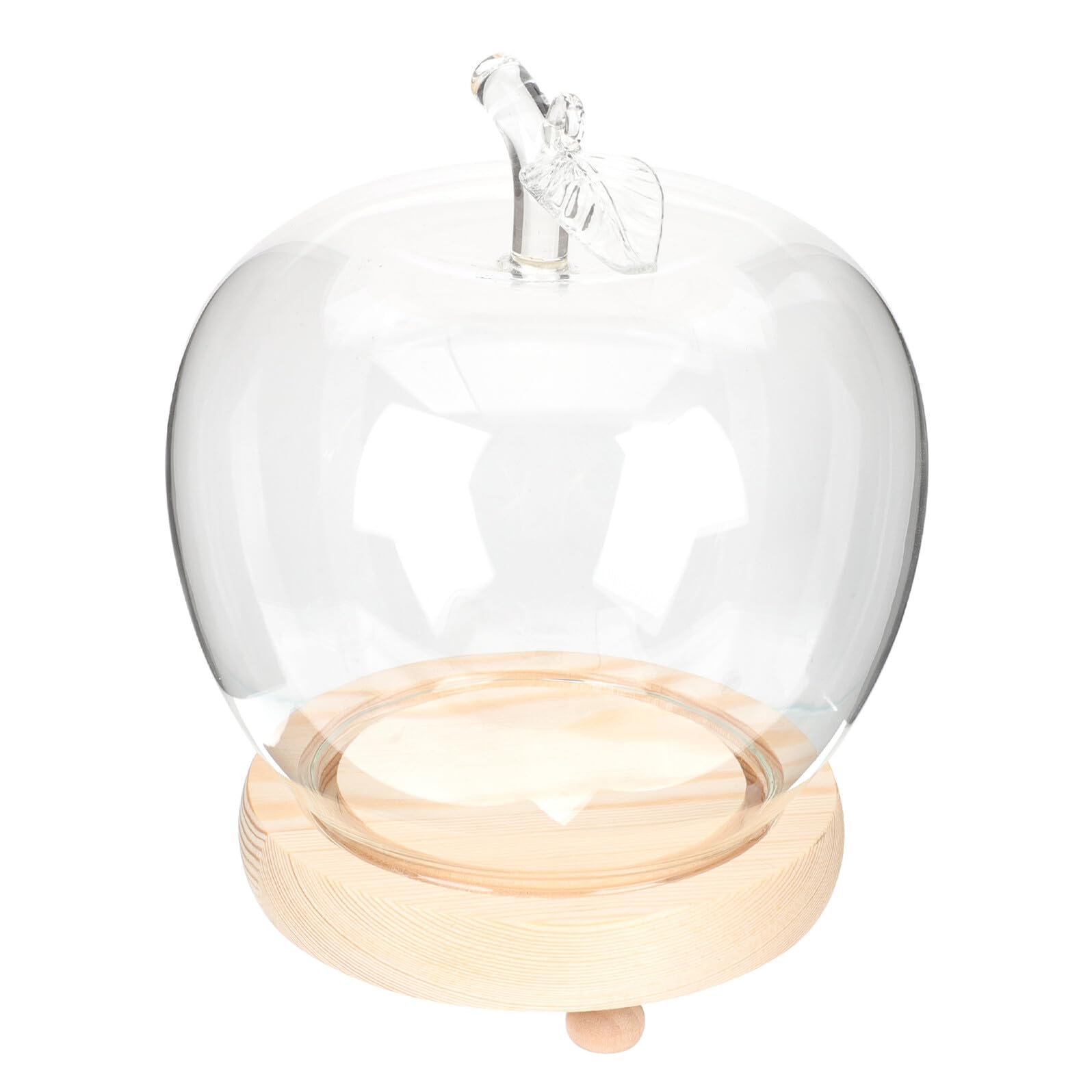 Healeved Glass Dome Cover with Wooden Base Transparent Small Dome Display Case for Eternal Flower Decoration Glowing Glass Cloche for Home Tabletop Adornment
