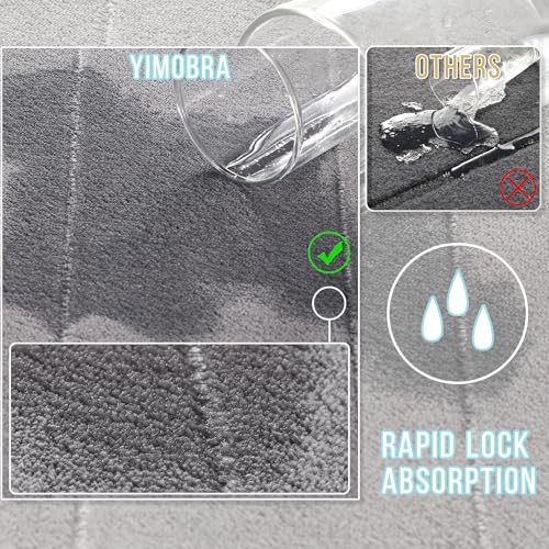 Yimobra Memory Foam Bathroom Rugs Sets 2 Piece - Super Soft Absorbent Quick Dry Bath Mat Set, Machine Washable Non Slip Floor Carpet for Tub Shower & Single Sink (17x24 & 31.5x20 Inch, Gray) - Image 5