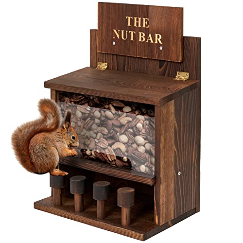 Vasgor Squirrel Feeder Table The Nut Bar, Wooden Squirrel Picnic Table Feeder, Durable Squirrel Feeder Corn Cob, With Solid Structure, Stable Squirrels Stool Bar, 15 X 10 X 6 Inches (Brown) #TOP26