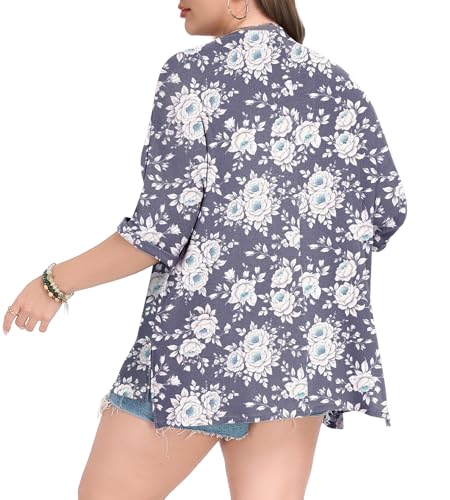 Image of Lastshe Womens Plus Size Cardigan Short Sleeve Lightweight Loose Cover Ups Open Front Sweaters Summer Cardigan