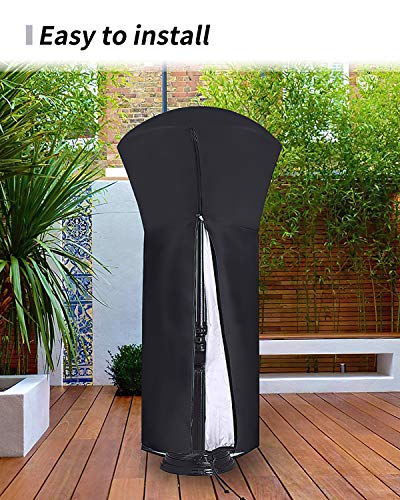 BIERDORF Patio Heater Covers Waterproof with Zipper, 210D Outdoor Heater Cover for Standing Heater, Black - Thumbnail 7