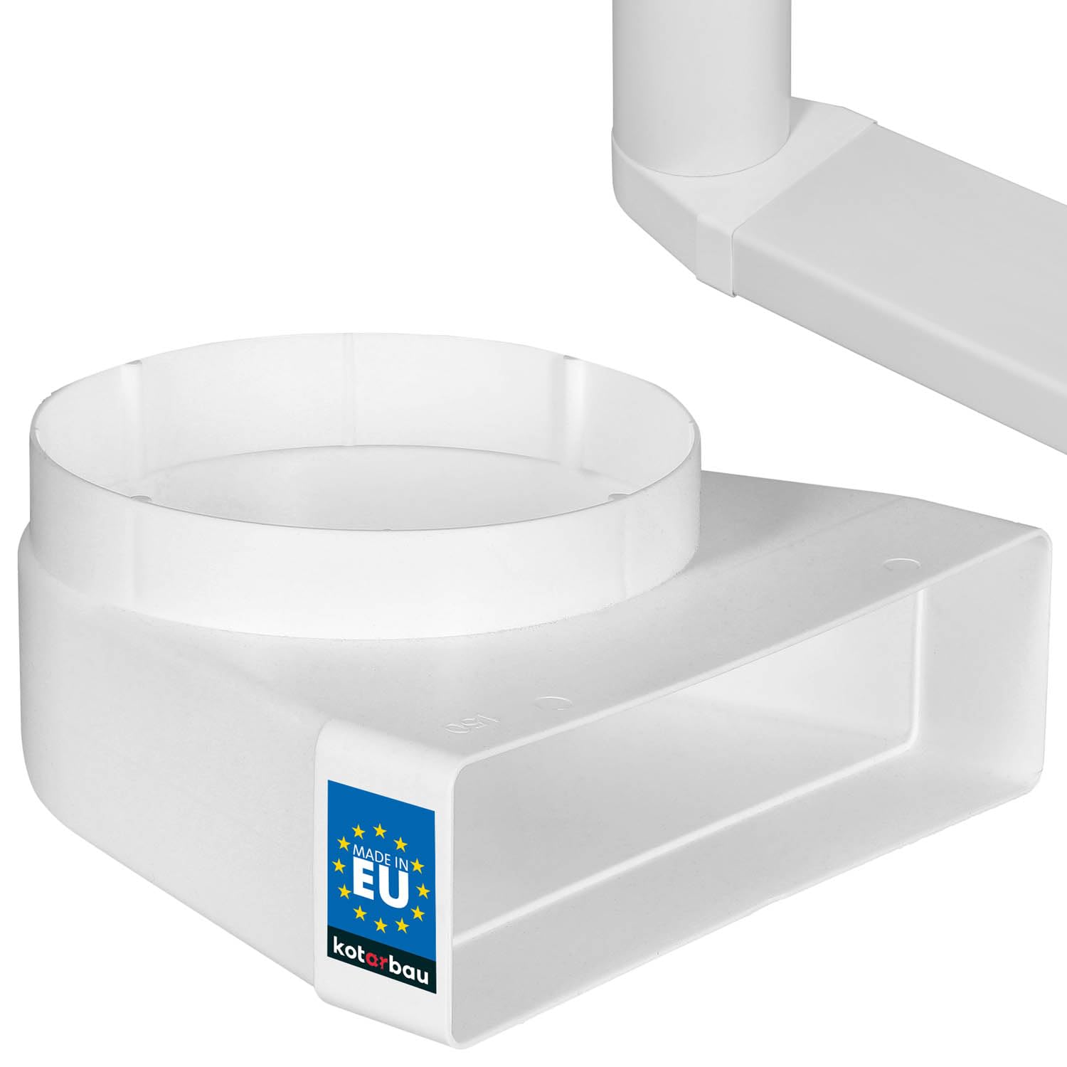 Kotarbau White Kotarbau® Deflection Piece 90° For Ventilation Duct 110 X 55 Mm Plastic Transition Piece Diameter 100 Mm Duct Connector Duct Elbow Exhaust Air Supply Air Angle Air Duct Connecting Piece For Flat