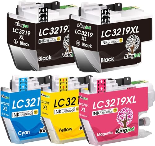 KINGJET LC3219XL Ink Cartridges 5 Pack Double Black for Home & Office High Yield Replacement for Brother LC3217 LC3219XL for MFC-J5330DW J5335DW J5730DW J5930DW J6530DW J6930DW J6935DW