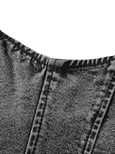 Floerns Women's Solid Strapless Bandeau Asymmetrical Hem Denim Crop Tube Top3