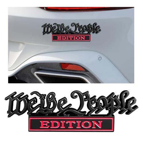 Image of Ziciner We The People Edition Emblem, 3D Metal Raised Car Fender Badge Decal with Strong Adhesive, Universal Combat Veteran Letters Sticker Replacement for Car (Black&Red)