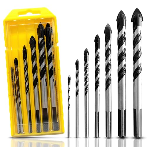 LAIVIYA 7 Piezas Juego de Brocas con Punta de Carburo de Tungstenot, 3 4 5 6 8 10 12mm, Broca Para Porcelanico Para Azulejos, Porcelana, Cerámica, Hormigón, Ladrillo, Vidrio, Plástico Y Madera