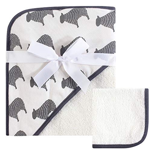 Image of Hudson Baby Unisex Baby Cotton Hooded Towel and Washcloth, Cream Sheep, One Size
