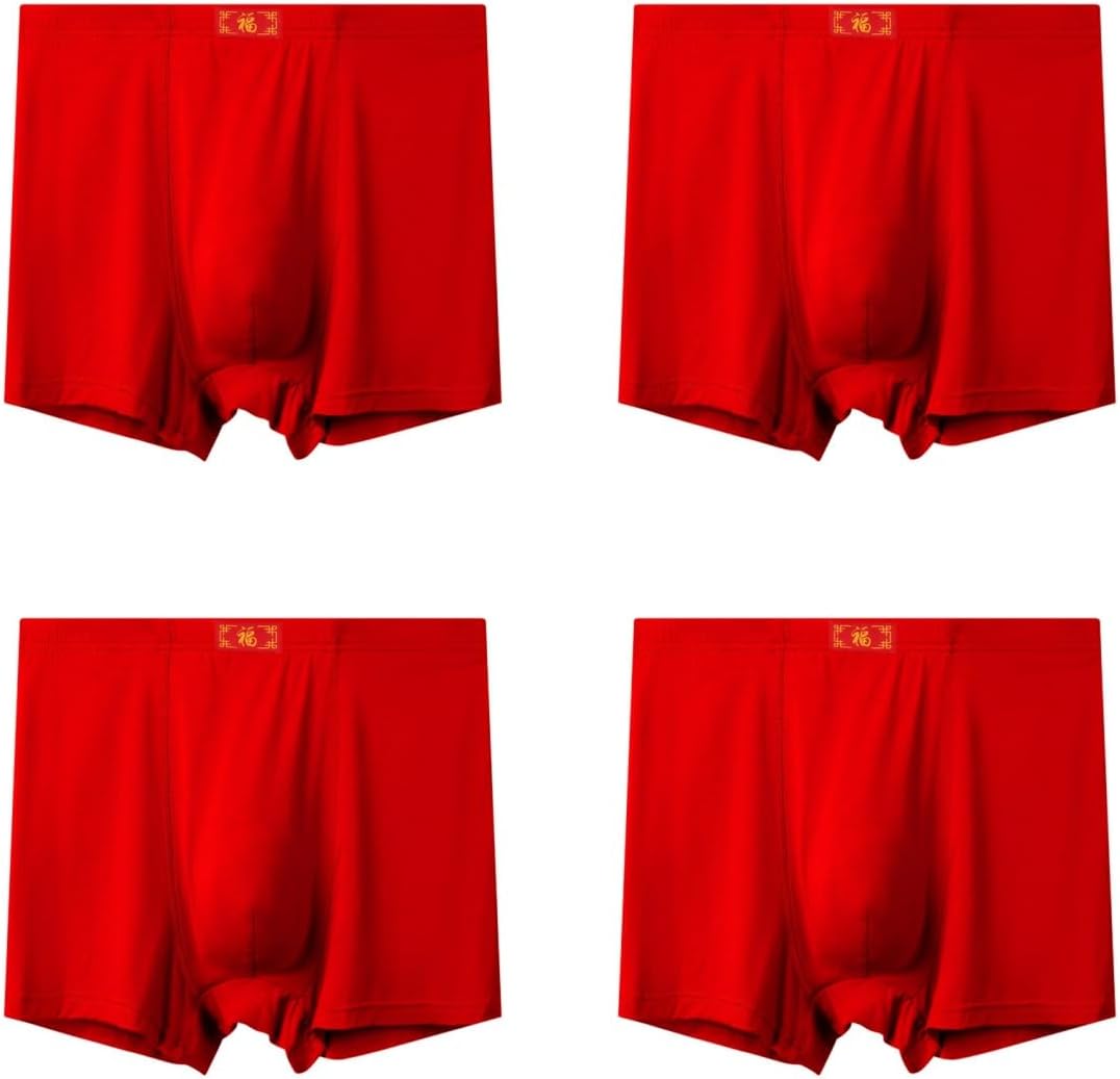 Boxer Shorts High Waist Breathable Men'S Plus Size Boxer Underwear (6Xl/Red)