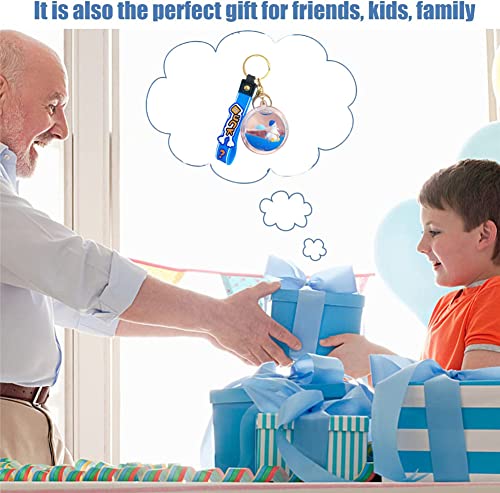 Ergugos Cartoon Acrylic Ball Into Oil Floating Tilted Duck Liquid Keychain Keyring Holder Cute Hat Duck Animal Sequin Key Chain Girl Women Men Bag Pendant Gifts, Blue #TOP6