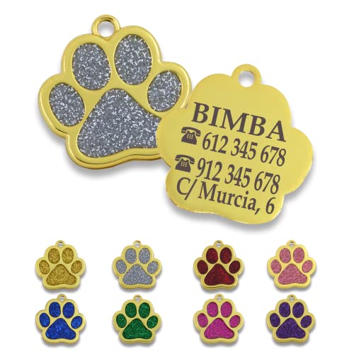 ibera gifts - Hundemarke mit Gravur - Personalisierte Hundemarke in Pfotenform für kleine und mittelgroße Haustiere - Hochwertiges legiertes Metall - Hundemarke personalisiert