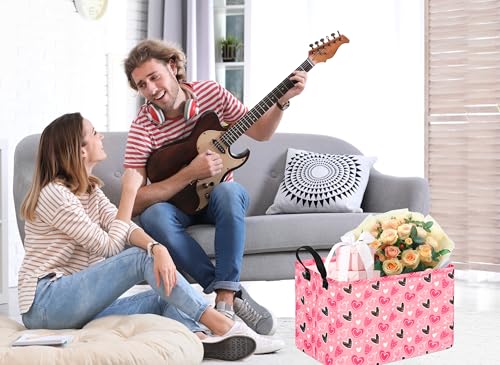 Image of Kid Clothes Storage Basket Gift Shelf Basket Toy Storage Bin, Nursery Basket Organizer Box for With Handles for Room Deco Heart Valentine's Basket