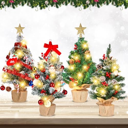 Liliful 3 Pcs Desktop Mini Christmas Tree Small Artificial