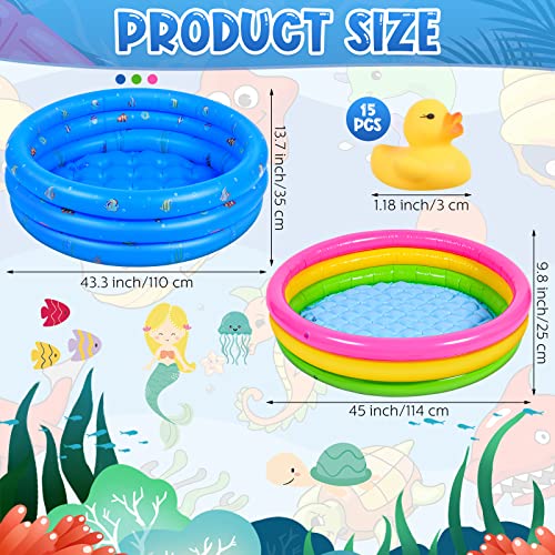 4 Pack 45 X 10 Inflatable Kiddie Pools And 60 Pieces Mini Yellow Ducks, Kids Swimming Pool Toddler Pools, 3 Ring Large Summer Pool, Water Outdoor Game For Indoor, Outdoor, Backyard, Beach #TOP1