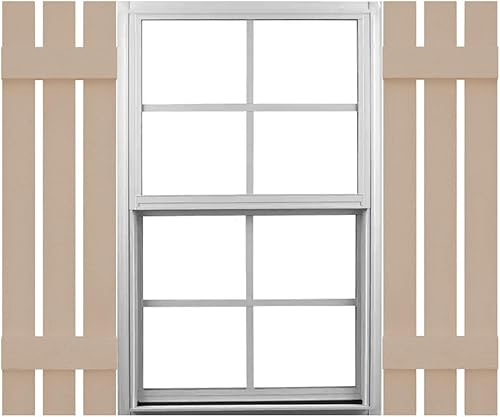 Vista 11 de Mid America - Persiana estándar de vinilo tipo revestimiento exterior de madera de 4 tablones de 14 pulgadas (1 par)