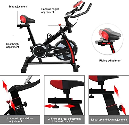 Image of Stationary Exercise Bike Indoor Cycling Bike for Cardio Workout with Comfortable Seat Cushion for Home Training Bike