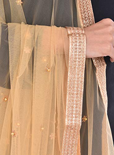 Image of YOUTHQUAKE Women's Embroidered Net Dupatta