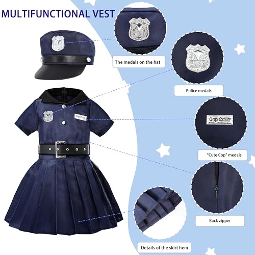 Disfraz de policía para niñas 3-14 años miniatura 6