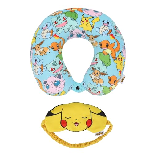 Image of Bioworld Pokemon Pikachu 2-Piece Eye Mask & Neck Pillow Travel Set