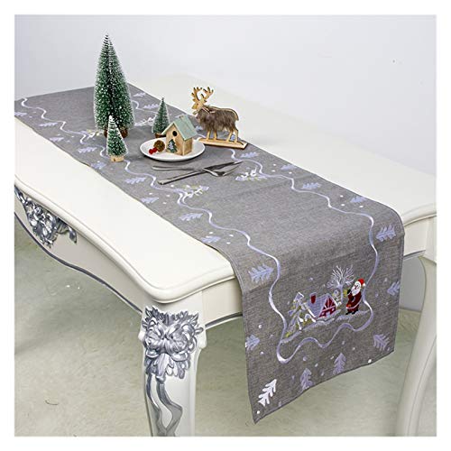 Camino De Mesa Bordado Tabla Corredor Festival Fiesta Decoración Decoración Tabla Corredor Decoración del hogar Camino Mesa (Color : Grey) Cover