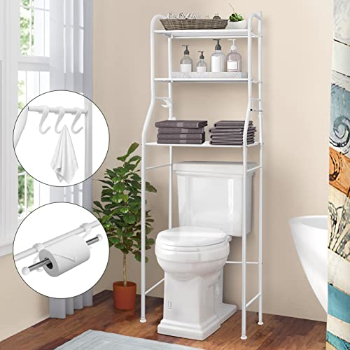 Holdfiturn Over Toilet Storage Unit 3 Tier Over Toilet Storage Rack Bathroom Shelf Organizer Stand Stainless Steel Saving Organizer Stand (White) - Cosy Home Interiors Holdfiturn Over Toilet Storage Unit 3 Tier Over Toilet Storage Rack Bathroom Shelf Organizer Stand Stainless Steel Saving Organizer Stand (White) - Image 6