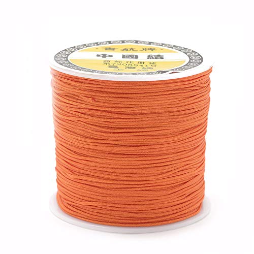 Pandahall 109Yards Jewelry Nylon Cord 0.8mm Chinese Knotting Cord Macrame Thread Beading String for Kumihimo Bracelet Jewelry Making (DarkOrange)
