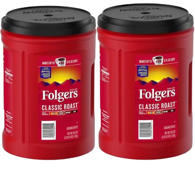 Folgers Classic Roast Ground Coffee (43.5 oz.), 2 Pack (Limited Edition)