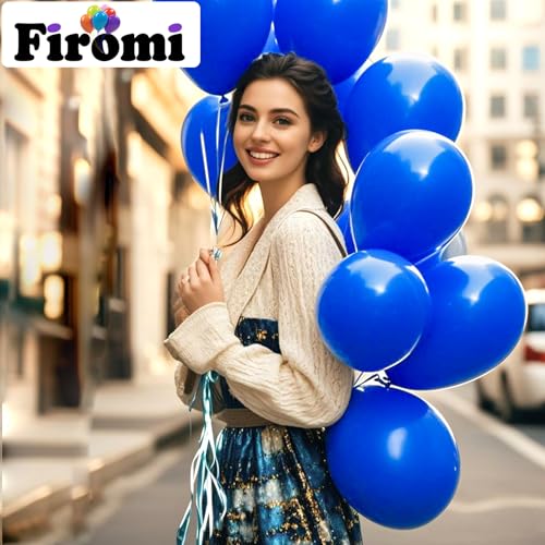 Image of Firomi Royal Blue Party Balloons 12-inch 100 Pack (with 3 Ribbons)