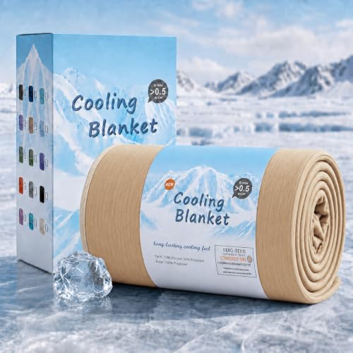 Image of TOPCEE Cooling Blanket(60 inchx90 inchTwin Size)for Night Sweats Absorbs Heat to Keep Adults, Children Cool on Warm Nights, Q-Max 0.5 Cooling blankets for Hot Sleepers, Ultra-Cool Lightweight Blanket for Bed
