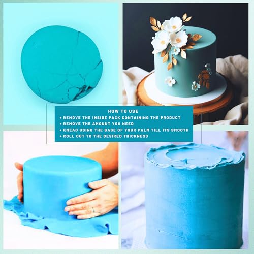 Image of Confect Teal Sugar Paste | Edible Sugar Paste | Fondant for Cake Decoration | Edible Fondant Chefs Choice for Cake Decorating | Vegan, Gluten-Free, Nut-Free, Palm Oil-Free - 1 KG