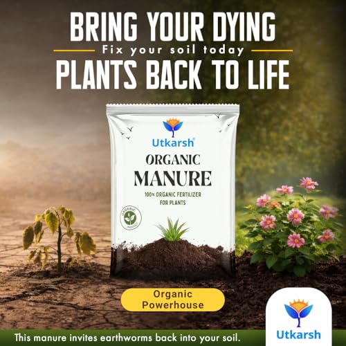 Image of Utkarsh Organic Manure for Potted Plants, Organic Fertilizer for Home Garden, Crops, & Nursery, Khaad for Flowers, Vegetables & Lawn (900 gm; Pack of 1)