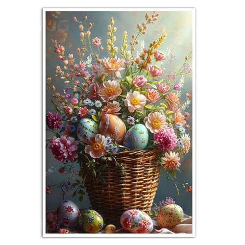 Easter egg basket canvas wall art Easter egg basket poster