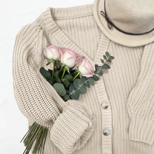 Women's Chunky Cardigan V-Neck Open Front Sweater Long Sleeve Knit Sweater Loose Casual Button Outerwear4