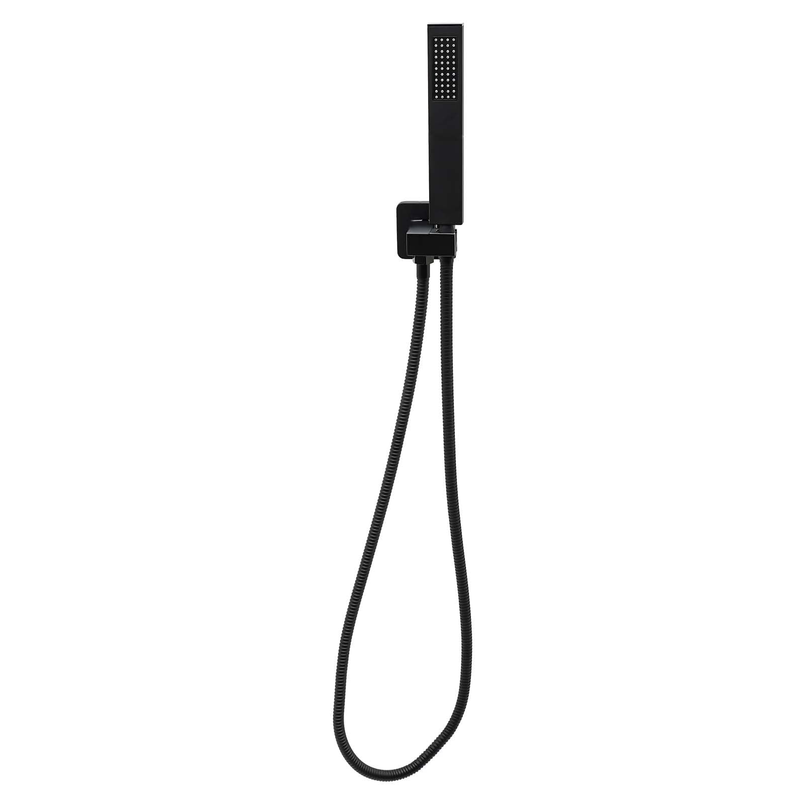 Regendusche Unterputz Duscharmatur Komplettset Wand Duschsystem inkl. 40 x 40 cm Große Quadratisch Kopfbrause, Handbrause, 360° Verstellbare Brausehalter, Schwarz