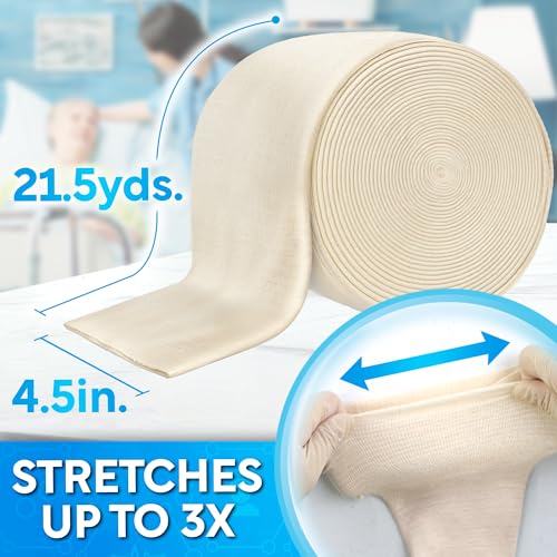 Image of Tubular Bandage, 4.5 inch x 21 yds / 63 ft,Stockinette Tubing for Ankles and Knees, Tubi Grip Size G Reusable Elastic Bandage Sleeve, Compression Tubes for Knees and Upper Arm