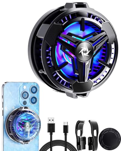 Image of BKN Fast Cooling Mobile AC Fan Radiator Magnetic Mobile Cooler for Gaming with Removable Back Clip and Magnetic Sticker & RGB | Compatible with All iPhones /Android Mobile Phones