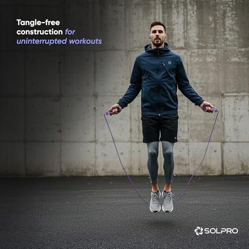 Image of Solpro Flyte Adjustable Jump Rope Skipping Rope with Counter for Men, Women, Kids, Fitness & Exercise | Unisex, Tangle-Free, Non-Slip, Smooth Rotation | Home & Gym workouts