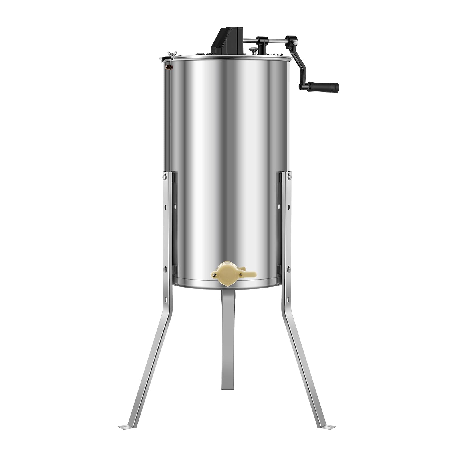 VEVOR Extractor de Miel Manual de Acero Inoxidable 340 mm Centrífuga Separador de Miel 2 Marcos con Tapa Transparente Soporte Altura Ajustable 30-38 cm Equipo de Extracción de Panal para Apicultura