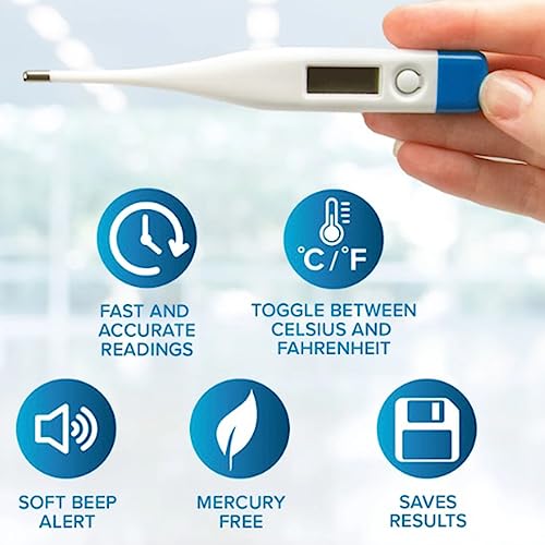 Image of Dr. Care Digital Thermometer With Quick Measurement of Oral, Underarm Temperature in Celsius & Fahrenheit, Water Resistant for Easy Cleaning