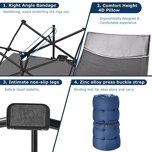 Image of Suteck Folding Camping Cot, 32In XXL Portable Outdoor Cot Heavy Duty Sleeping Bed for Adults 1200D Double Layer Oxford Camp Cots W /Pilllow Mattress Carry Bag for Home Office Nap Beach Travel, 500LBS