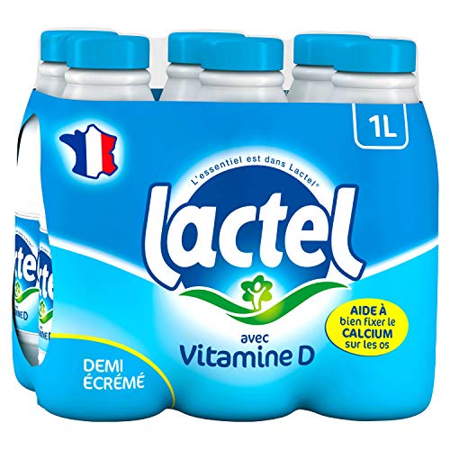 Lactel Lait Demi-Écrémé Enrichi en Vitamine D Set 6 Bouteilles 1 L Cover