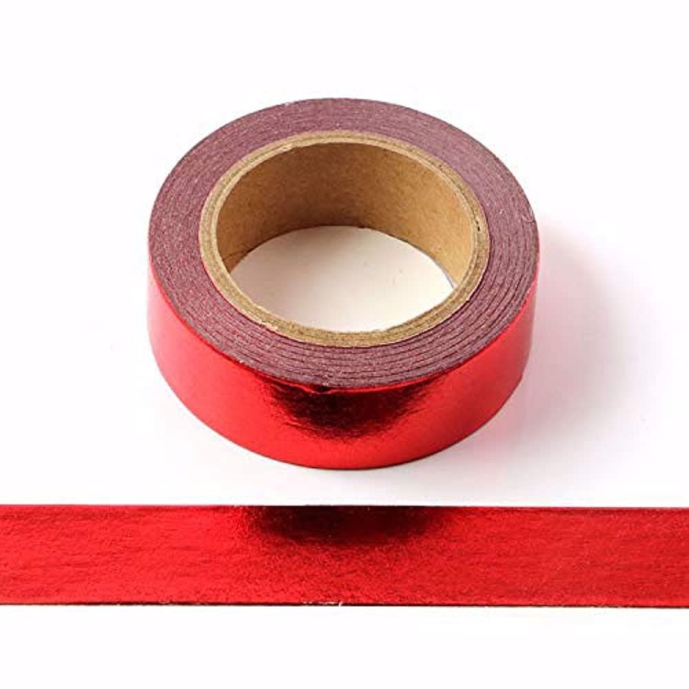 Syntego Red Solid Foil Washi Tape Decorative Self Adhesive Masking Tape 15Mm X 10 Meters (Red)