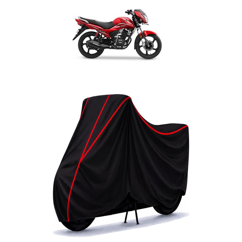 Image of TVS Victor Disc Water Resistant Bike Cover for All Motorcycles & Rain | Heavy Duty Taffeta Fabric | UV Protection, Dustproof, Scratchproof | All Weather Two Wheeler Body Cover with Elastic Bottom