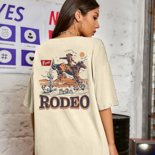 Oversized Western Graphic Shirt Women: Cowboys Country Shirt Casual Rodeo Howdy Cowgirl Tee Top4