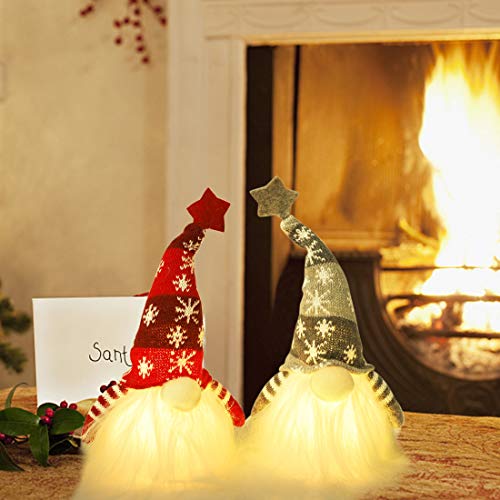 Juegoal 11" Lighted Christmas Gnome Santa, Light Up Elf Holiday Present, Battery Operated Winter Tabletop Christmas Decorations, 2 Set #TOP5