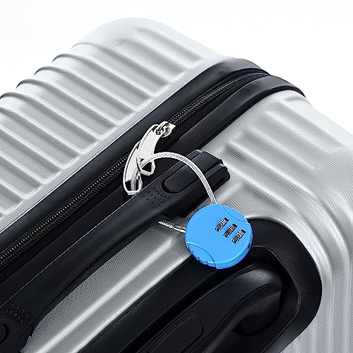 Image of PATIKIL Combination Lock 4.7 Inch, 2 Pcs 3 Digit Outdoor Waterproof Code Padlock with Wire Rope for Luggage Gym Locker Fence Toolbox Backpack, Silver